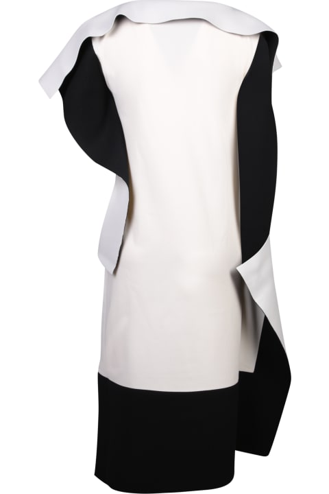 Issey Miyake Dresses for Women Issey Miyake Asymmetric White/ Black Dress