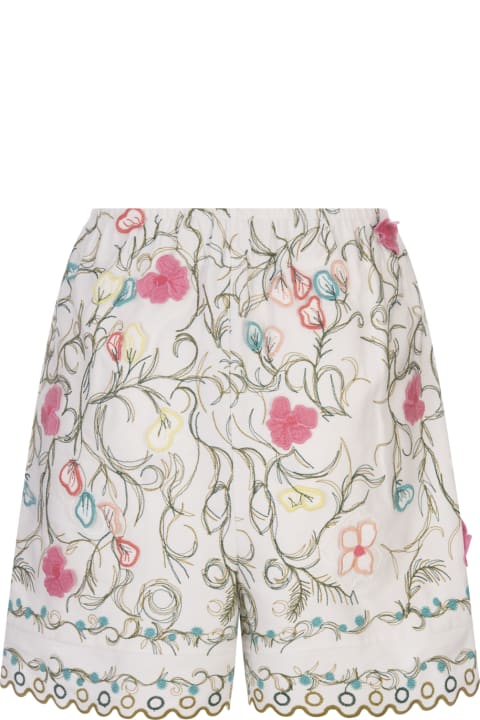 Elie Saab for Women Elie Saab Cotton Embroidered Garden Shorts