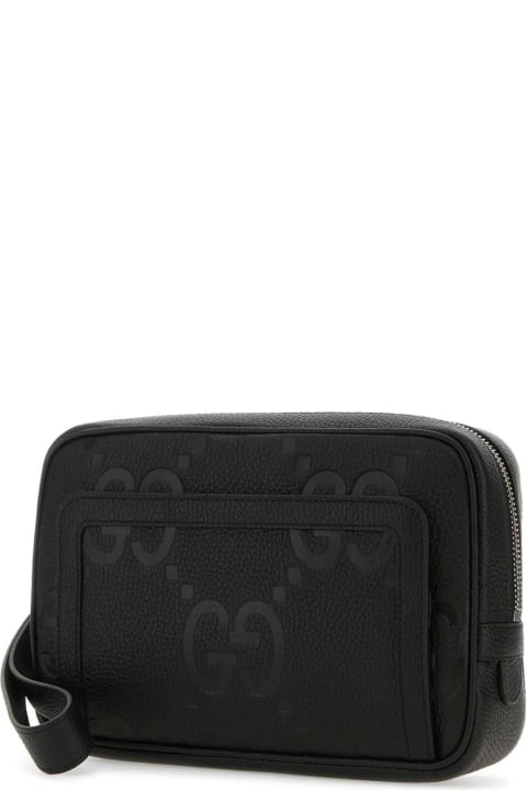 Gucci Shoulder Bags for Women Gucci Black Leather Jumbo Gg Clutch