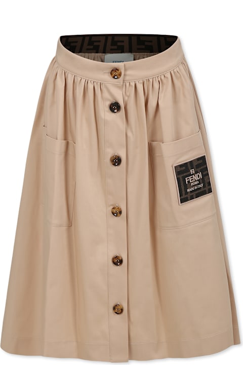 Bottoms for Girls Fendi Beige Skirt For Girl With Ff