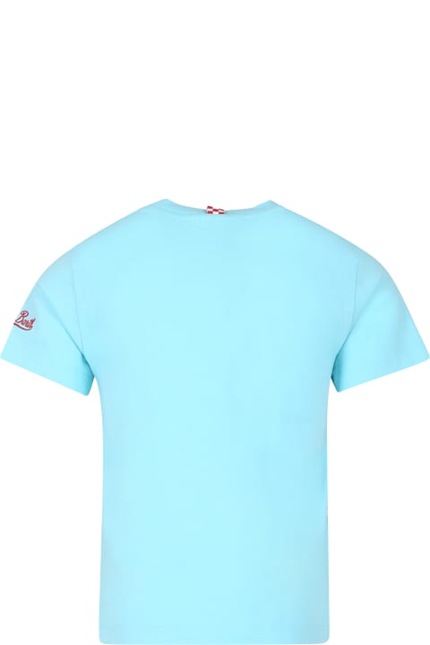 ボーイズ MC2 Saint BarthのTシャツ＆ポロシャツ MC2 Saint Barth Light Blue T-shirt For Boy With Snoopy Print