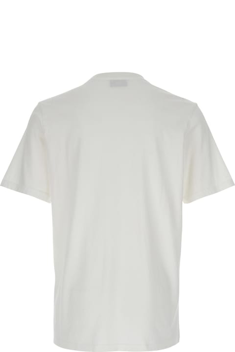أدوات منزلية Autry White Round Neck T-shirt With Logo Embroidered On The Front In Cotton Man