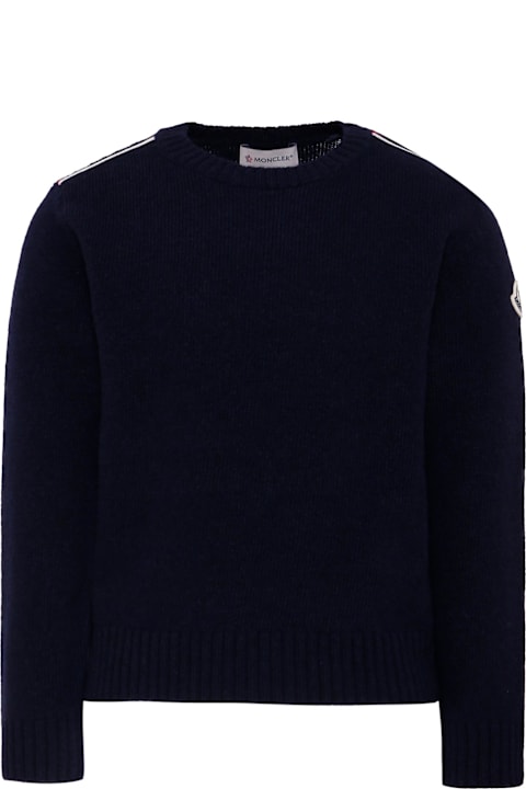 Homeware Moncler Blue Sweater For Boy With Logo
