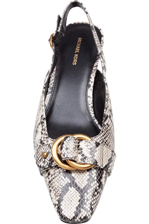 Michael Kors Jaden Kitten Slingbacks In Python-effect Leather