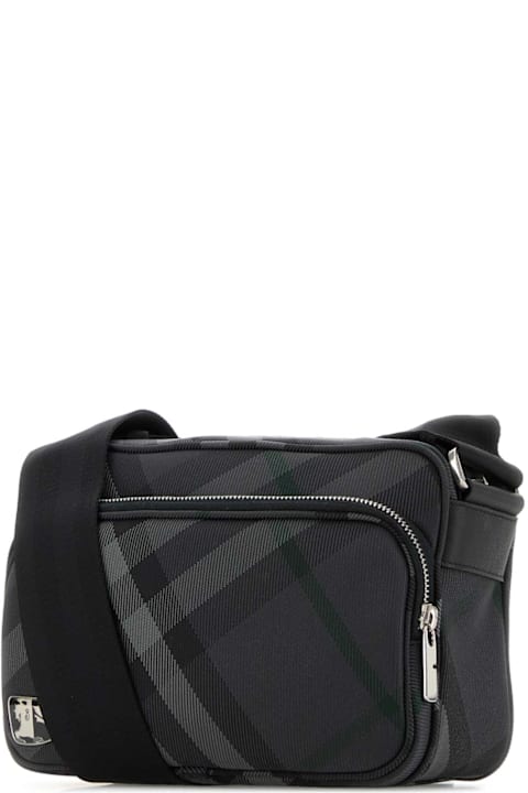 Burberry Bags for Men Burberry Embroidered Cavnas Grid Crossbody Bag