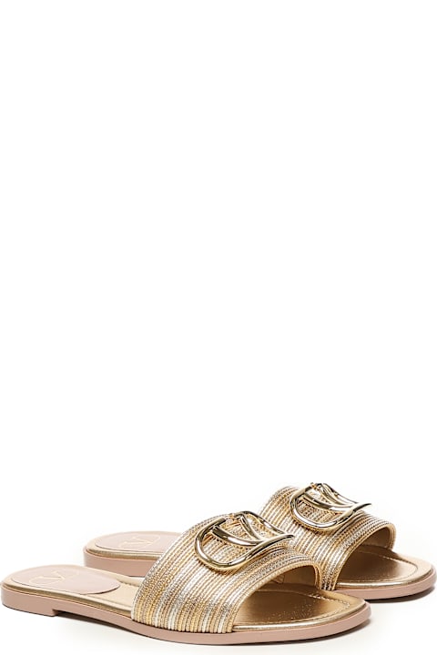 Valentino Garavani Sandals for Women Valentino Garavani Vlogo Cotton And Leather Sandals
