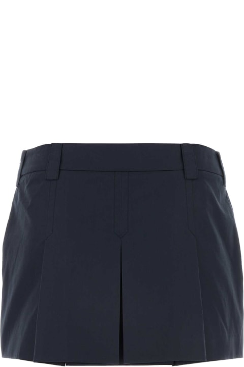 ウィメンズ新着アイテム Miu Miu Dark Blue Cotton Blend Mini Skirt