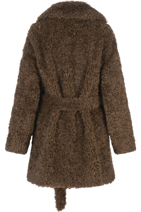 Parosh Coats & Jackets for Women Parosh Perform Midi Coat In Brown Faux Fur