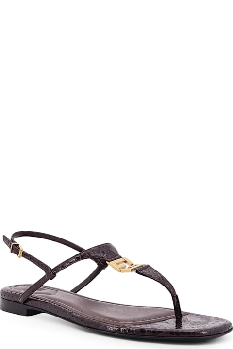 Fendi Fold Leather Sandals With Reptile Effect