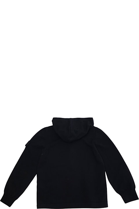 Homeware Stone Island Junior Black Sweatshirt With Hood And Removable Compass Logo Applied On The Sleeve In Cotton Boy