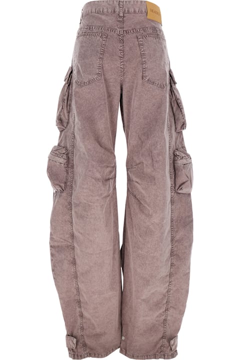 Homeware The Attico Pink Jeans With Logo Patch On The Rear And Turn-up Cuffs In Denim Woman