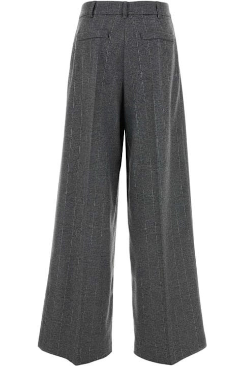 Hebe Studio Clothing for Women Hebe Studio Embroidered Stretch Wool Blend Gabrielle Wide-leg Pant