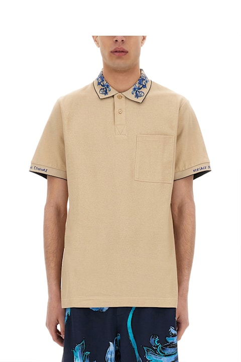 Versace Jeans Couture for Men Versace Jeans Couture Polo Shirt With Baroque Outline Collar