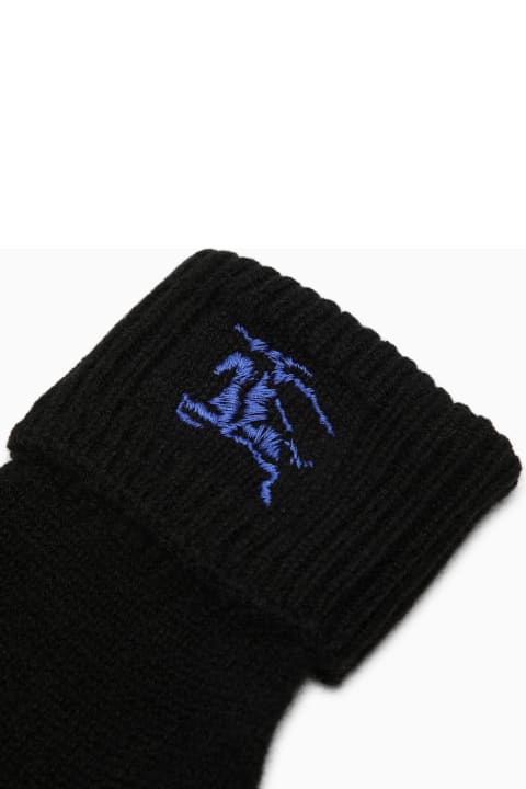 Black Cashmere Gloves With Logo