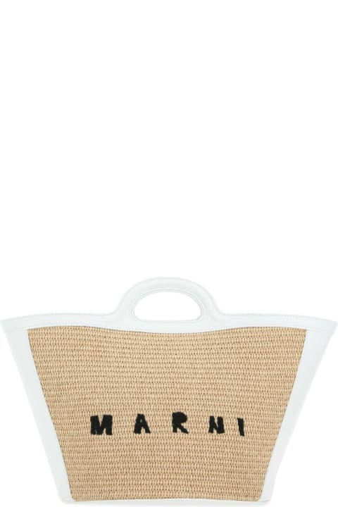 Marni Totes for Women Marni Two-tone Leather And Raffia Small Tropicalia Summer Handbag
