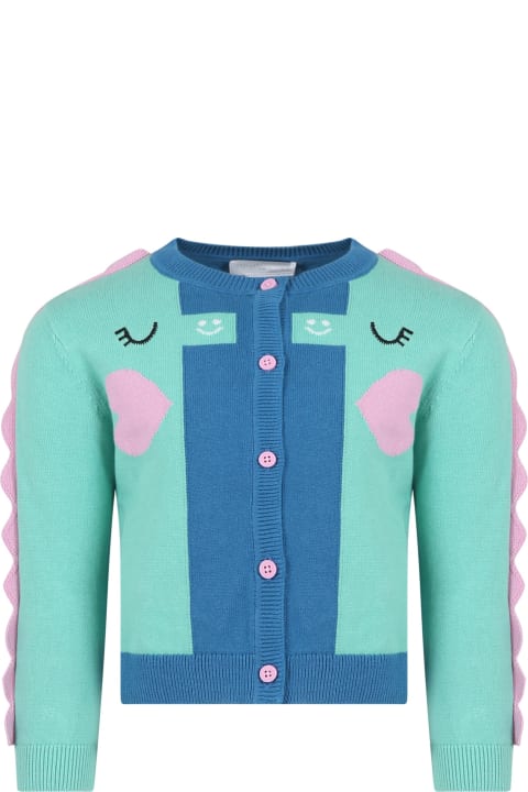 Sweaters & Sweatshirts for Girls Stella McCartney Kids Light Blue Cardigan For Girl With Hearts