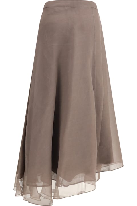Fashion for Women Brunello Cucinelli Silk Crêpe Midi Skirt