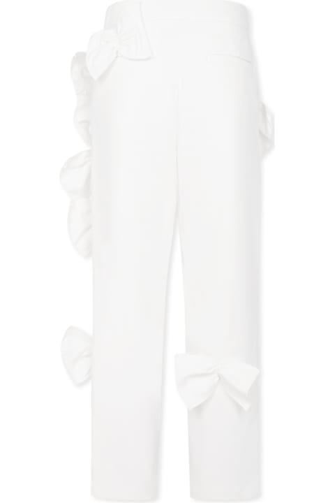 Simonetta for Kids Simonetta White Trousers For Girl With Bows