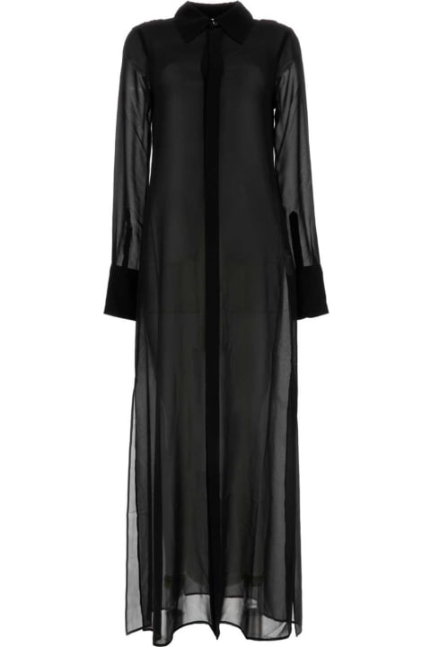 Ami Alexandre Mattiussi Dresses for Women Ami Alexandre Mattiussi Black Crepe See-through Shirt Dress