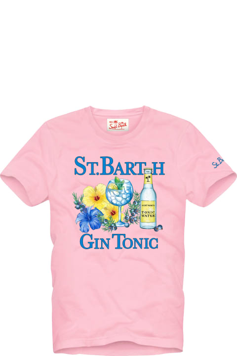 Homeware MC2 Saint Barth Man Cotton T-shirt With Gin And Flower Print