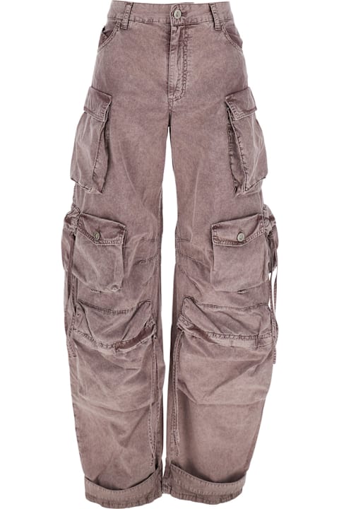 Homeware The Attico Pink Jeans With Logo Patch On The Rear And Turn-up Cuffs In Denim Woman