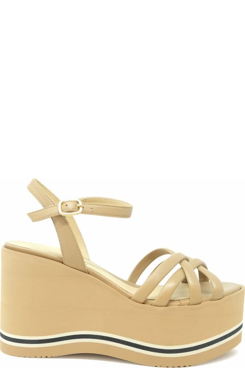 Fashion for Women Paloma Barceló Paloma Barcelo 24-1022 Beige Leather Lioba Wedge Sandals