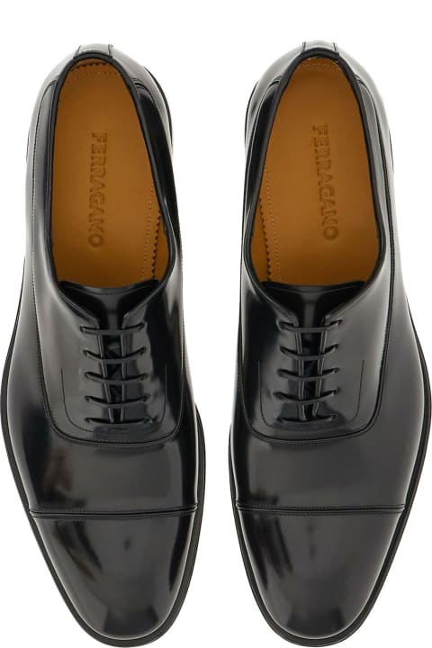 Ferragamo Shoes for Men Ferragamo Black Calf Oxford Lace Up