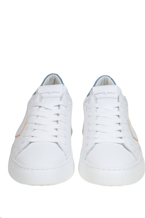 Philippe Model Sneakers for Men Philippe Model Temple Sneakers In White/blue Leather