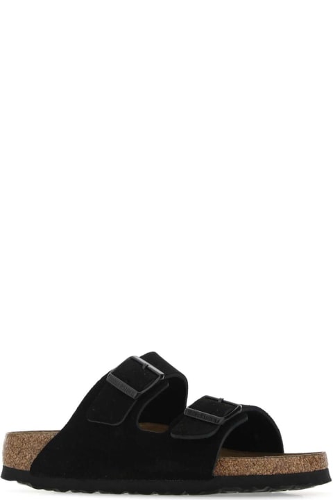 Flat Shoes for Women Birkenstock Black Suede Arizona Slippers