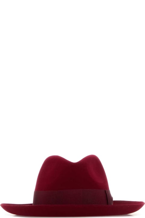 Borsalino لـ Kids Borsalino Burgundy Wool Blend Alexander Hat
