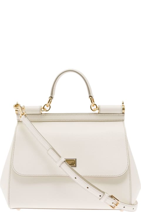 White Sicily Medium White Handbag In Grained Leather Dolce & Gabbana Woman