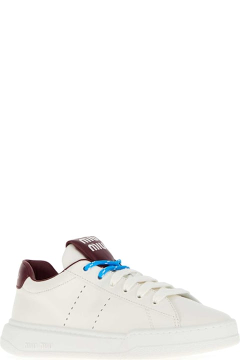 New Season Shoes for Women Miu Miu White Leather Sneakers