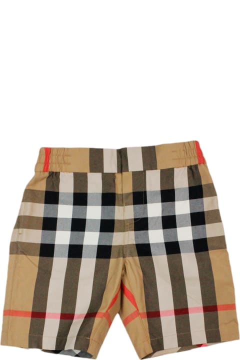 Burberry for Kids Burberry Cotton Jersey Shorts With Elasticated Waist And Front Welt Pockets And Classic Check Back Pockets