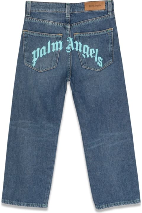 Bottoms for Boys Palm Angels Curved Stone Reg.den.pants