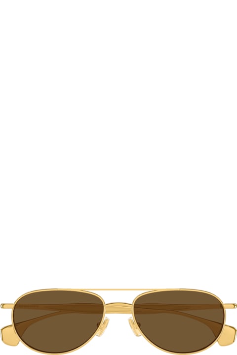 Bottega Veneta Eyewear for Kids Bottega Veneta Eyewear Bottega Veneta Bv1419s Linea Signature Icons 001 Gold Gold Brown Sunglasses