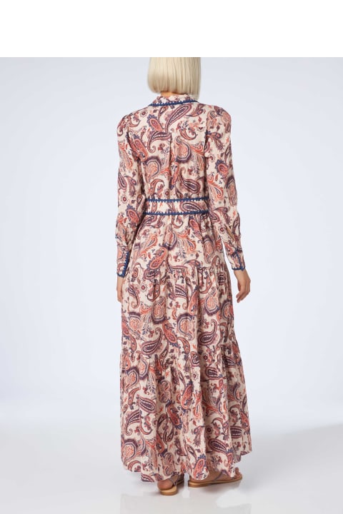 Homeware MC2 Saint Barth Woman Linen Dress Marbella With Paisley Print