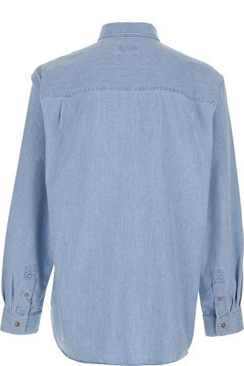A.P.C. Shirts for Men A.P.C. 'mathia' Light Blue Shirt With Classic Collar And Logo Lettering Embroidery On The Front In Cotton Man