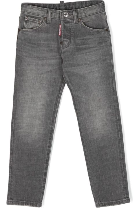 Bottoms for Boys Dsquared2 Ash Grey Stretch-cotton Denim Jeans