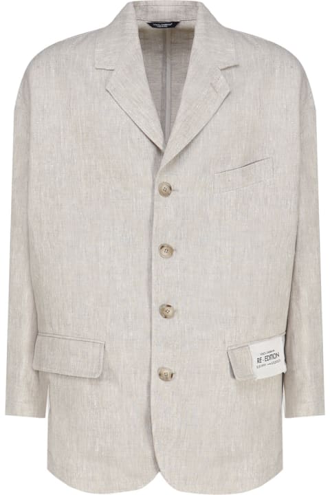 Dolce & Gabbana Coats & Jackets for Men Dolce & Gabbana Single-breasted Jacket In Linen And Viscose