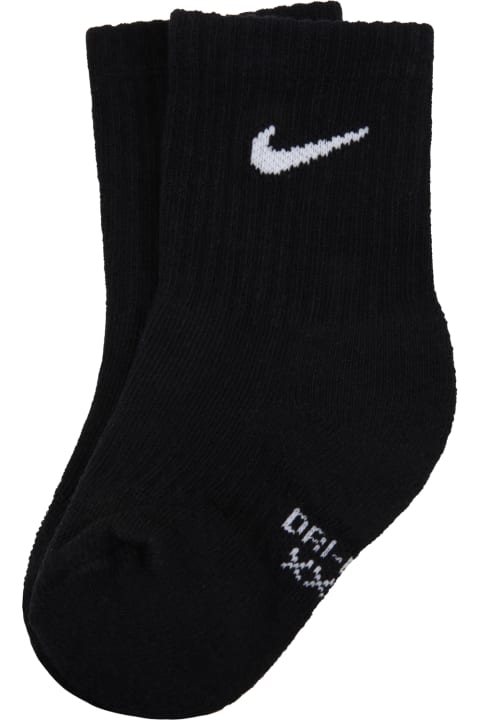 キッズ新着アイテム Nike Black Socks For Kids With White Logo
