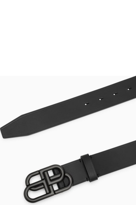 メンズ Balenciagaのアクセサリー Balenciaga Black Leather Bb Belt