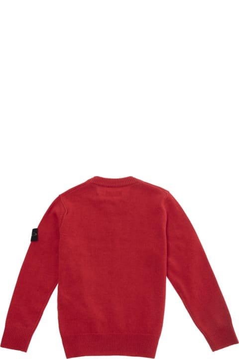Homeware Stone Island Junior Red Sweater With Logo Patch In Wool And Viscose Blend Boy