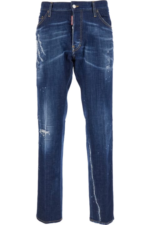 Dsquared2 Jeans for Men Dsquared2 'cool Guy' Blue Straight Jeans With Faded Effect In Stretch Cotton Denim Man