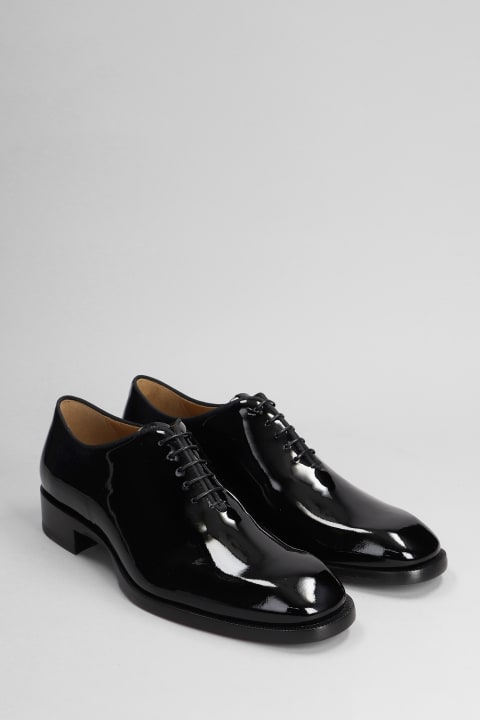 Shoes for Men Christian Louboutin Corteo Lace Up Shoes In Black Patent Leather