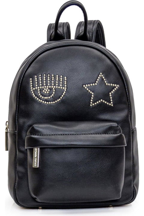 ウィメンズ新着アイテム Chiara Ferragni Eyelike Studded Zipped Backpack