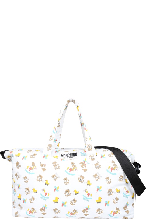 Sale for Kids Moschino White Changing Bag For Babykids With Teddy Bear And Print
