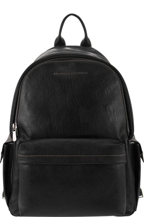 Fashion for Men Brunello Cucinelli Backpack In Calfskin With Grain