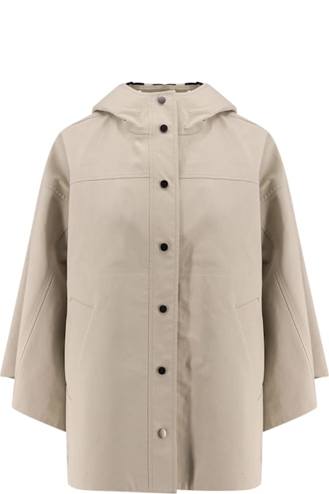 Brunello Cucinelli Coats & Jackets for Women Brunello Cucinelli Water-resistant Bonded Cotton Poplin Hooded Jacket With Heat-bonded Seams