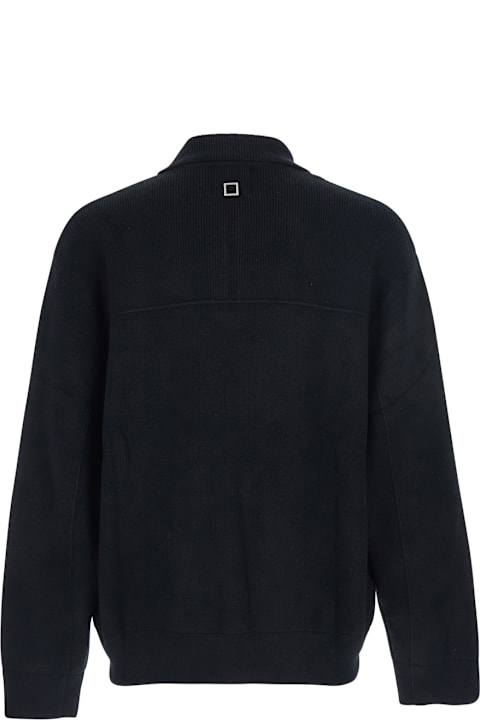 WOOYOUNGMI for Women WOOYOUNGMI Black Sweater With Logo Patch On The Front And Logo Lettering On The Rear In Wool Blend Man