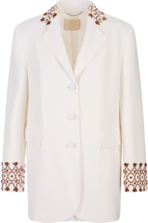 Ermanno Scervino Coats & Jackets for Women Ermanno Scervino White One-breasted Jacket With Embroidery